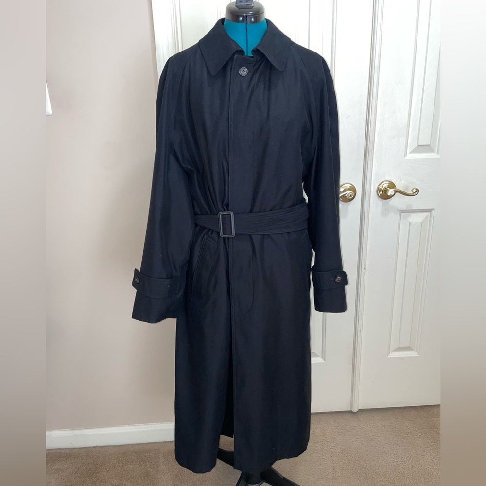 Ralph Lauren Men’s Black Trench Overcoat, Removable Wool Liner 42R